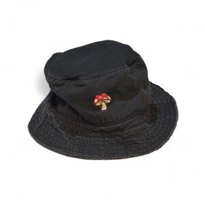 Chic Black Bucket Hat with Mushroom Design